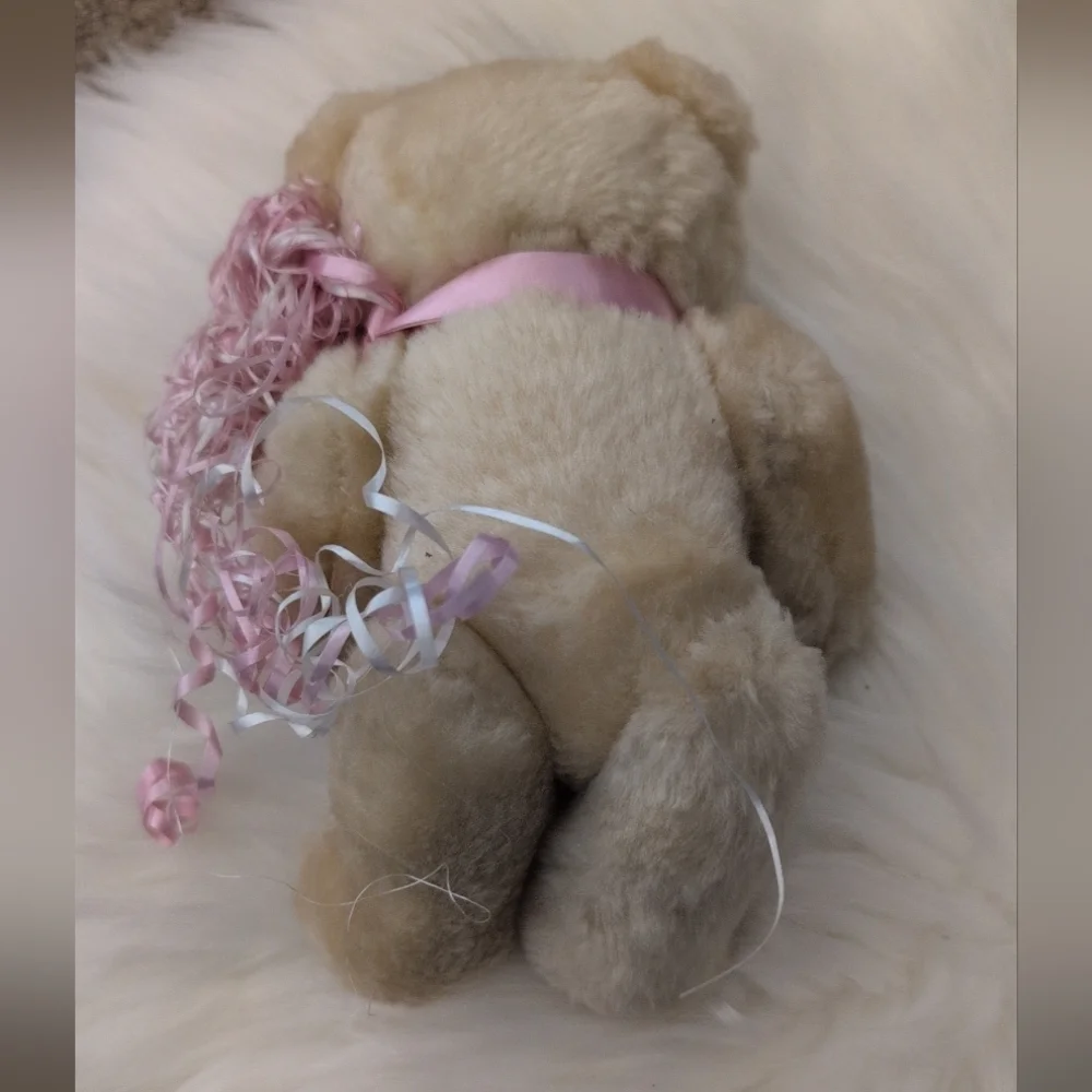 Vintage Retired Boyds Jointed Model Teddy Bear with Pink Ribbon Bow